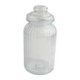 Glass Jar Screw Top(1350ML) with a clear ribbed design and a round lid for storage and decoration.